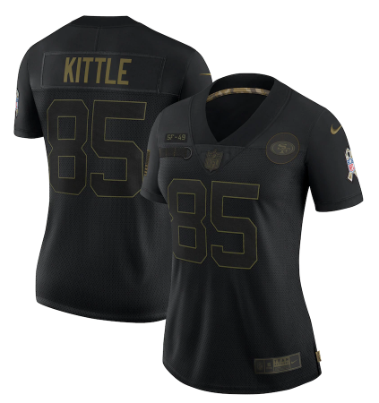 Women's San Francisco 49ers #85 George Kittle Black Salute To Service Limited Stitched Jersey(Run Small)